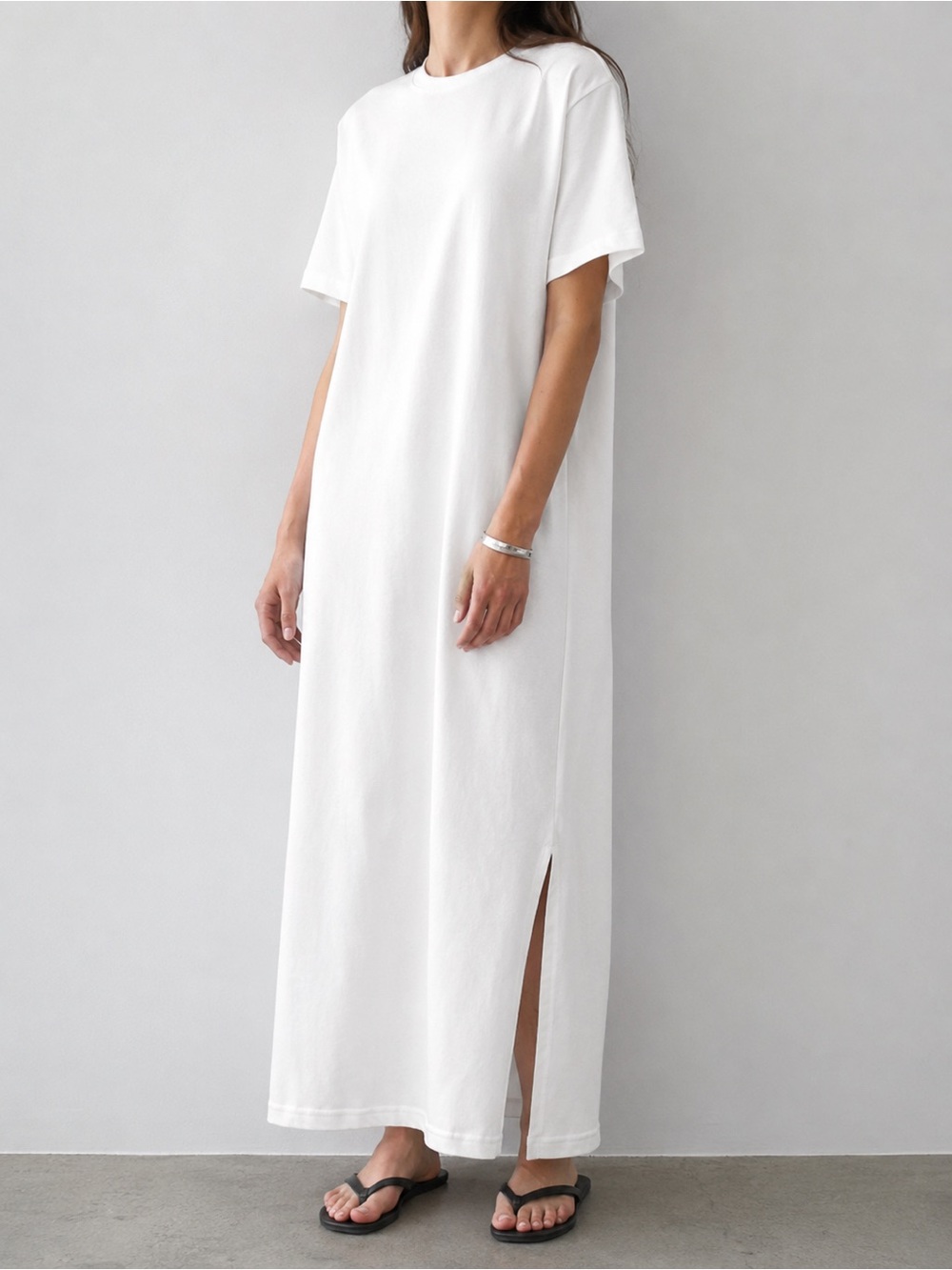 AYR The Practice Dress Oyster White Heavyweight Cotton Maxi Dress Small NWOT